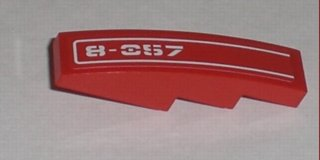 Part 61678pb005L - Slope, Curved 4 x 1 with White Pinstripe and '8-057' Pattern Model Left (Sticker) - Set 8057 - De BrickPlaats