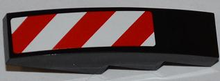 Part 61678pb051L - Slope, Curved 4 x 1 with Large Red and White Danger Stripes Pattern (White Corners) Model Left Side (Sticker) - Set 4203 - De BrickPlaats