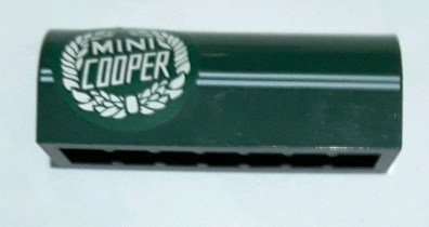 Part 6191pb022R - Slope, Curved 1 x 4 x 1 1/3 with 2 Thin White Stripes and 'MINI COOPER' Logo Pattern Model Right Side (Sticker) - Set 10242 - De BrickPlaats