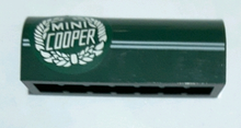 Part 6191pb022R - Slope, Curved 1 x 4 x 1 1/3 with 2 Thin White Stripes and 'MINI COOPER' Logo Pattern Model Right Side (Sticker) - Set 10242 - De BrickPlaats