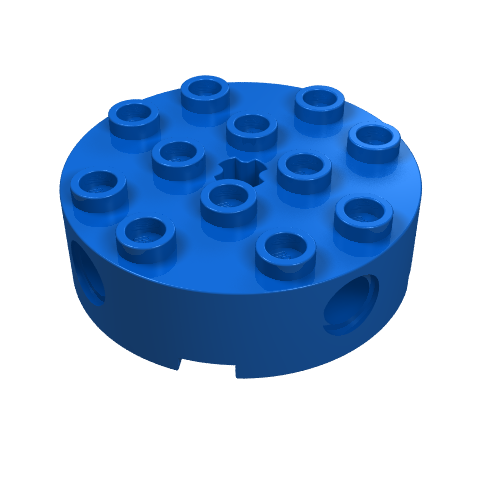 Part 6222 - Brick, Round 4 x 4 with 4 Side Pin Holes and Center Axle Hole - De BrickPlaats