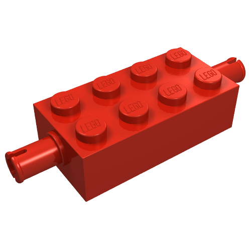 Part 6249 - Brick, Modified 2 x 4 with Pins - De BrickPlaats