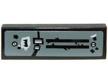 Part 63864pb019L - Tile 1 x 3 with Black Lines and Shapes, White Screws and Black Fang Symbol Pattern (Sticker) - Set 70003 - De BrickPlaats