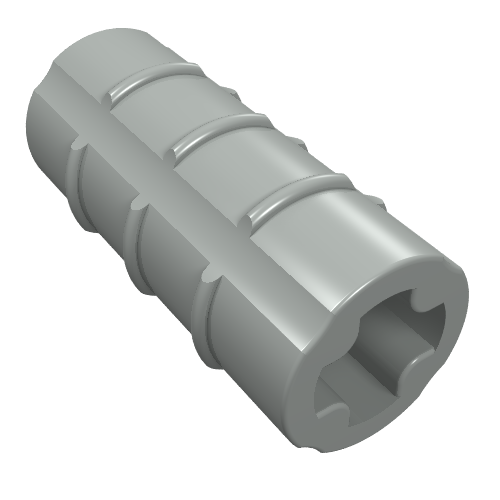 Part 6538a - Technic, Axle Connector 2L (Ridged with + Hole + Orientation) - De BrickPlaats