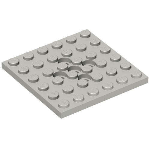 Part 73110 - Plate, Modified 6 x 6 with 5 Pin Holes - De BrickPlaats