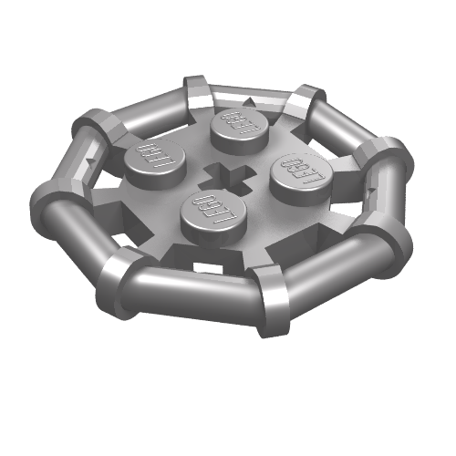 Part 75937 - Plate, Modified 2 x 2 with Bar Frame Octagonal, Reinforced, Completely Round Studs - De BrickPlaats