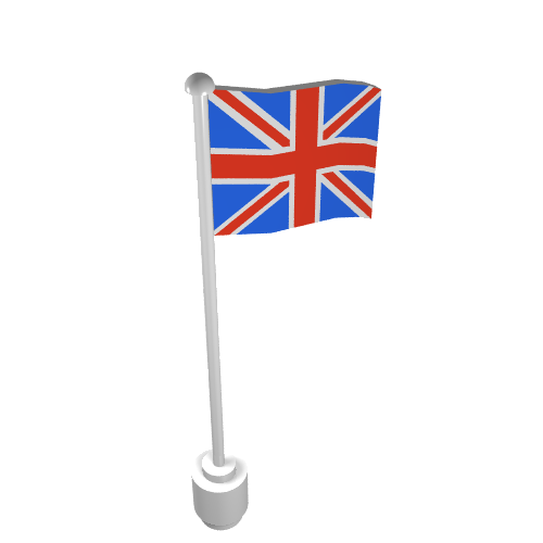 Part 777p11 - Flag on Flagpole, Wave with Great Britain Pattern - De BrickPlaats