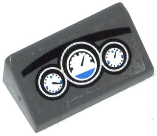Part 85984pb066 - Slope 30 1 x 2 x 2/3 with 3 White and Blue Gauges on Dashboard Pattern (Sticker) - Set 60047 - De BrickPlaats