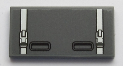 Part 87079pb0589 - Tile 2 x 4 with Two Light Bluish Gray Belts and Two Black Handles Pattern (Sticker) - Sets 60160 / 60161 - De BrickPlaats
