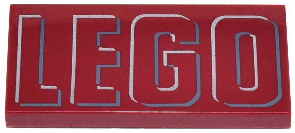 Part 87079pb1046 - Tile 2 x 4 with Silver and Dark Bluish Gray Outlined 'LEGO' Pattern - De BrickPlaats