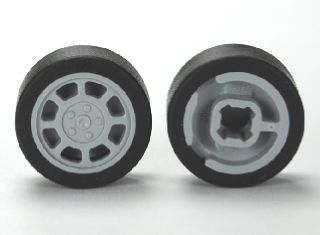 Part 93593c01 - Wheel 11mm D. x 6mm with 8 Spokes with Black Tire 14mm D. x 6mm Solid Smooth (93593 / 50945) - De BrickPlaats
