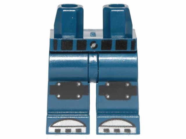 Part 970c00pb0903 - Hips and Legs with Black Knee Pads with Belts and Silver Toe Plates Pattern - De BrickPlaats
