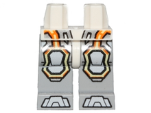 Part 970c86pb27 - Hips and Light Bluish Gray Legs with Gray Armor and Orange and Yellow Circuitry, Gray Hexagonal Knee Pads and Gray Boots Pattern - De BrickPlaats