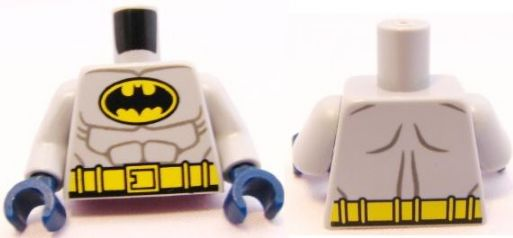 Part 973pb1002c01 - Torso Batman Logo in Yellow Oval with Muscles and Yellow Belt Front and Back Pattern / Light Bluish Gray Arms / Dark Blue Hands - De BrickPlaats