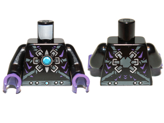 Part 973pb1362c01 - Torso Armor with Dark Bluish Gray Belts, Dots, Star and Blue Round Jewel (Chi) Pattern / Black Arms / Dark Purple Hands - De BrickPlaats