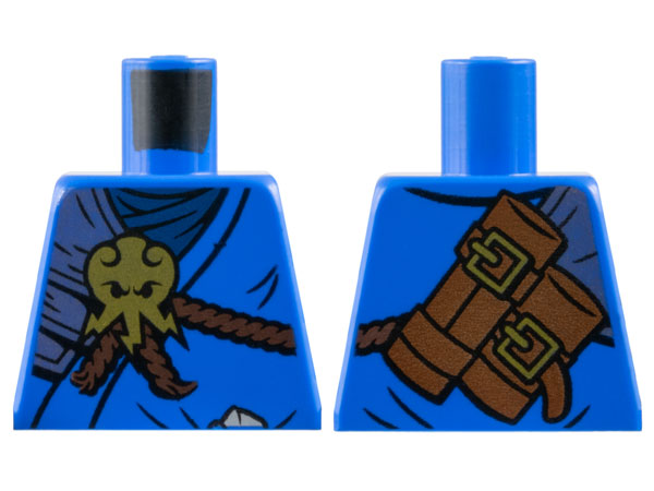 Part 973pb2517 - Torso Ninjago Brown Rope, Gold Medallion and Silver Armor Front, Scabbards on Back Pattern - De BrickPlaats