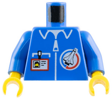 Part 973px112c01 - Torso Launch Command Logo, Zipper and ID Badge Pattern / Blue Arms / Yellow Hands - De BrickPlaats