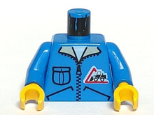 Part 973px122c01 - Torso Town Bulldozer Logo, Zipper Jacket, Pocket Pattern (Lorry Driver) / Blue Arms / Yellow Hands - De BrickPlaats