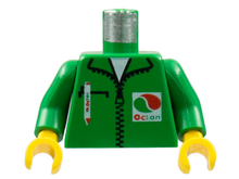 Part 973px19c01 - Torso Octan Logo Jacket with Pen Pattern / Green Arms / Yellow Hands - De BrickPlaats