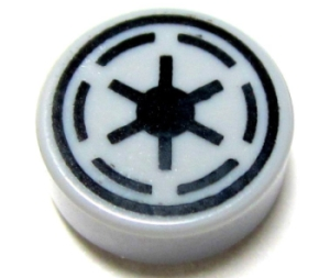 Part 98138pb020 - Tile, Round 1 x 1 with SW Emblem of the Galactic Republic with 6 Spokes Pattern - De BrickPlaats