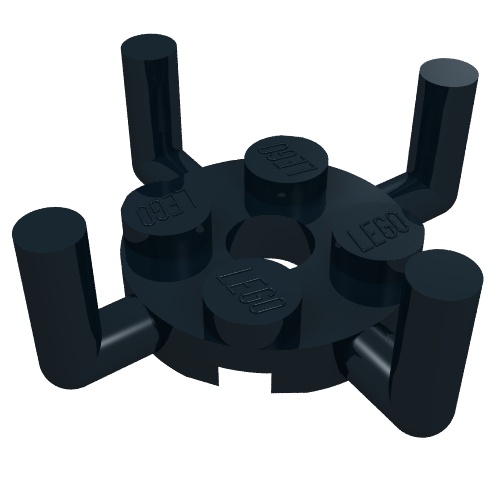 Part 98284 - Plate, Round 2 x 2 with Pin Hole and 4 Bar Arms Up - De BrickPlaats