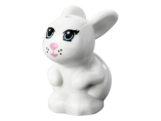 Part 98387pb01 - Bunny / Rabbit, Friends, Sitting with Bright Light Blue Eyes, Bright Pink Nose and Mouth and Black Whisker Dots Pattern (Daisy) - De BrickPlaats
