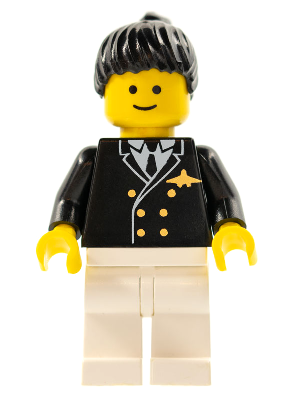 Minifig air020 - Airport - Pilot, White Legs, Black Ponytail Hair - De BrickPlaats