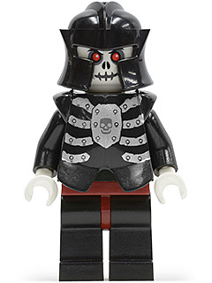 Minifig cas330 - Fantasy Era - Skeleton Warrior 4, White, Black Breastplate and Helmet, Dark Red Hips and Black Legs - De BrickPlaats