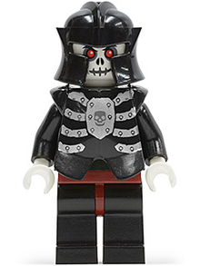 Minifig cas330 - Fantasy Era - Skeleton Warrior 4, White, Black Breastplate and Helmet, Dark Red Hips and Black Legs - De BrickPlaats
