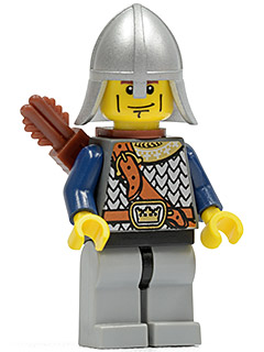 Minifig cas386 - Fantasy Era - Crown Knight Scale Mail with Chest Strap, Helmet with Neck Protector, Vertical Cheek Lines - De BrickPlaats
