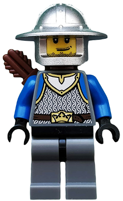 Minifig cas531 - Castle - King's Knight Scale Mail, Crown Belt, Helmet with Broad Brim, Quiver, Smirk and Stubble Beard - De BrickPlaats