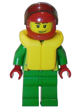 Minifig cty0001 - Octan - Green Jacket with Pockets, Smirk and Stubble Beard, Life Jacket - De BrickPlaats