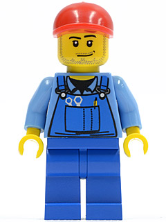 Minifig cty0134a - Farm Hand, Blue Overalls, Short Bill Cap - De BrickPlaats