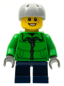 Minifig cty0336 - Winter Jacket Zipper, Dark Blue Short Legs, Light Bluish Gray Sports Helmet - De BrickPlaats