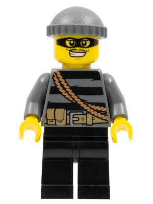 Minifig cty0358 - Police - City Burglar, Dark Bluish Gray Knit Cap, Mask - De BrickPlaats