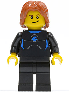 Minifig cty0407 - Coast Guard City - Surfer in Wetsuit, Dark Orange Tousled Hair, Crooked Smile - De BrickPlaats