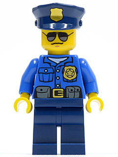 Minifig cty0450 - Policía - agente de City, placa dorada, gorra de policía, gafas de sol