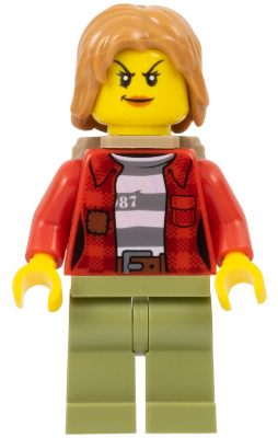 Minifig cty0867 - Mountain Police - Crook Female Jacket over 87 Prison Stripes, Backpack - De BrickPlaats