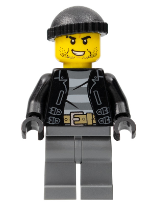 Minifig cty0930 - Police - City Bandit Crook, Black Knit Cap, Black Stubble - De BrickPlaats