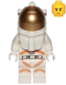 Minifig cty1055a - Astronaut - Male, White Spacesuit with Orange Lines, Smirk, Cheek Lines, Black Eyebrows - De BrickPlaats