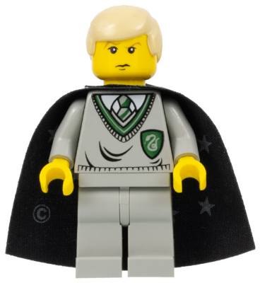 Minifig hp040 - Draco Malfoy - Slytherin Torso, Black Cape with Stars - De BrickPlaats