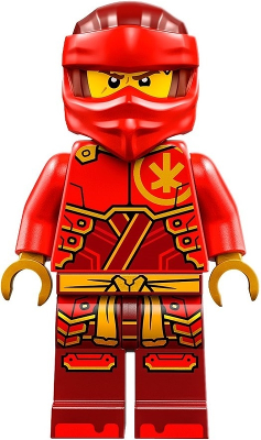 Minifig njo0858 - Kai - Dragons Rising, Tunic with Large Armor Plates, Dark Red and Red Head Wrap