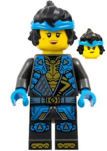 Minifig njo0933 - Nya - Dragons Rising, Tunic with Shoulder Armor, Hair - De BrickPlaats