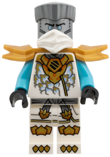 Minifig njo1033 - Zane - White Mask, Wide Pearl Gold Shoulder Armor - De BrickPlaats