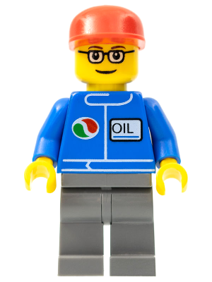 Minifig oct053 - Octan - Blue Oil, Dark Bluish Gray Legs, Red Cap, Glasses - De BrickPlaats