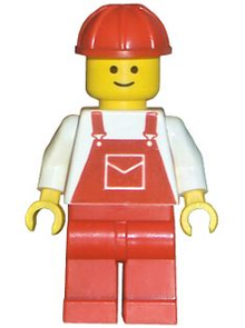 Minifig ovr005 - Overalls Red with Pocket, Red Legs, Red Construction Helmet - De BrickPlaats