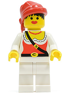 Minifig pi058 - Pirate Female, White Legs, Red Bandana - De BrickPlaats