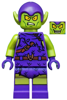 Minifig sh0545 - Green Goblin - Lime Skin, Dark Purple Outfit - De BrickPlaats