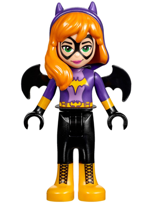 Minifig shg001 - Batgirl (Light Nougat) - Mini Doll, Black Legs, Bright Light Orange Boots - De BrickPlaats