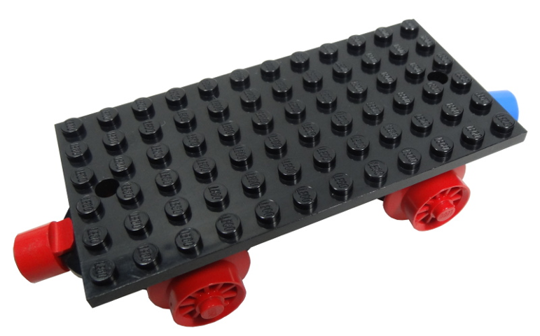 Part x487c01 - Train Base 6 x 12 with Wheels and Red and Blue Magnets - De BrickPlaats